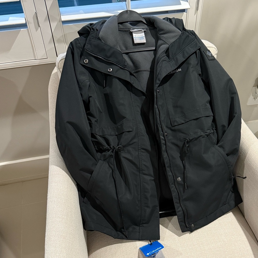 NWT Columbia 3-in-1 DropRidge Interchange Womens Jacket Black Waterpoof SZ:Small
